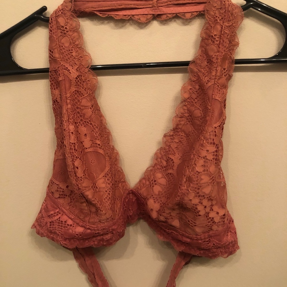 NWT Free People Triangle Lace Halter bra Copper